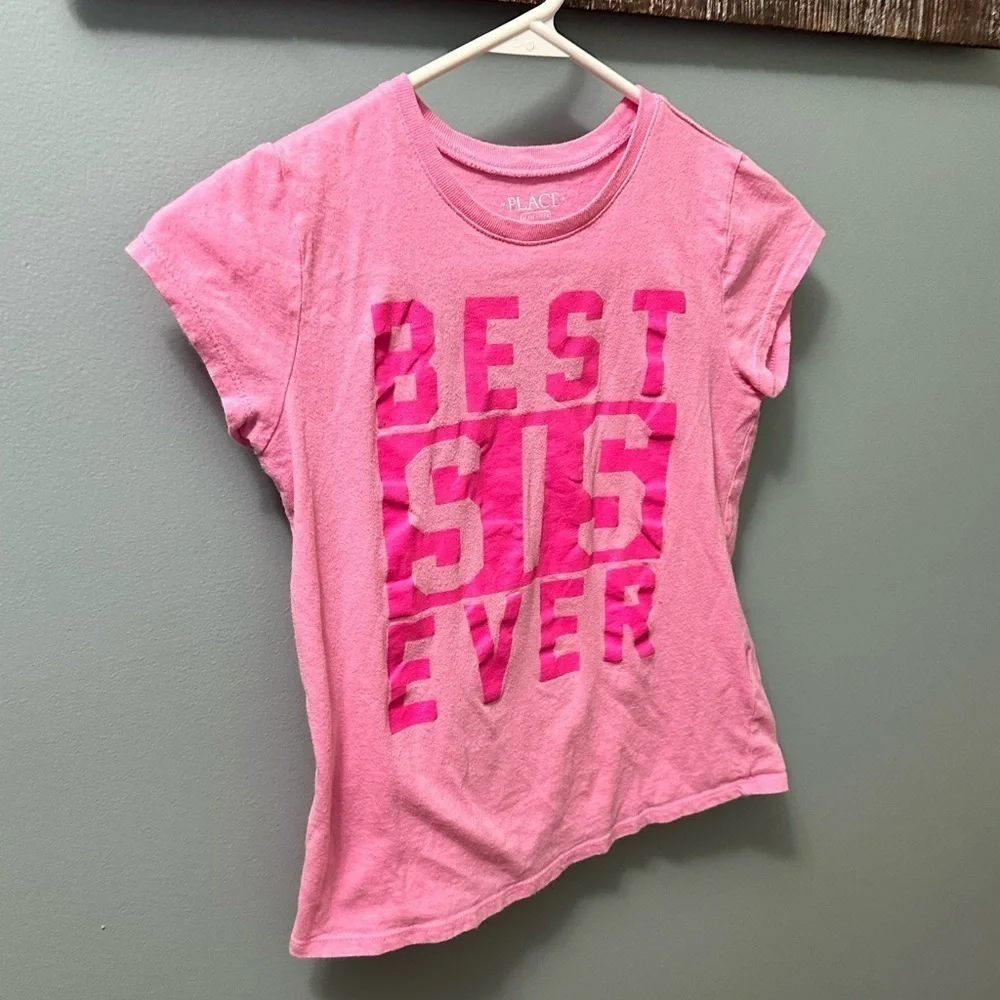Girls Best Sis Graphic Tee - Bright Pink size 7/8